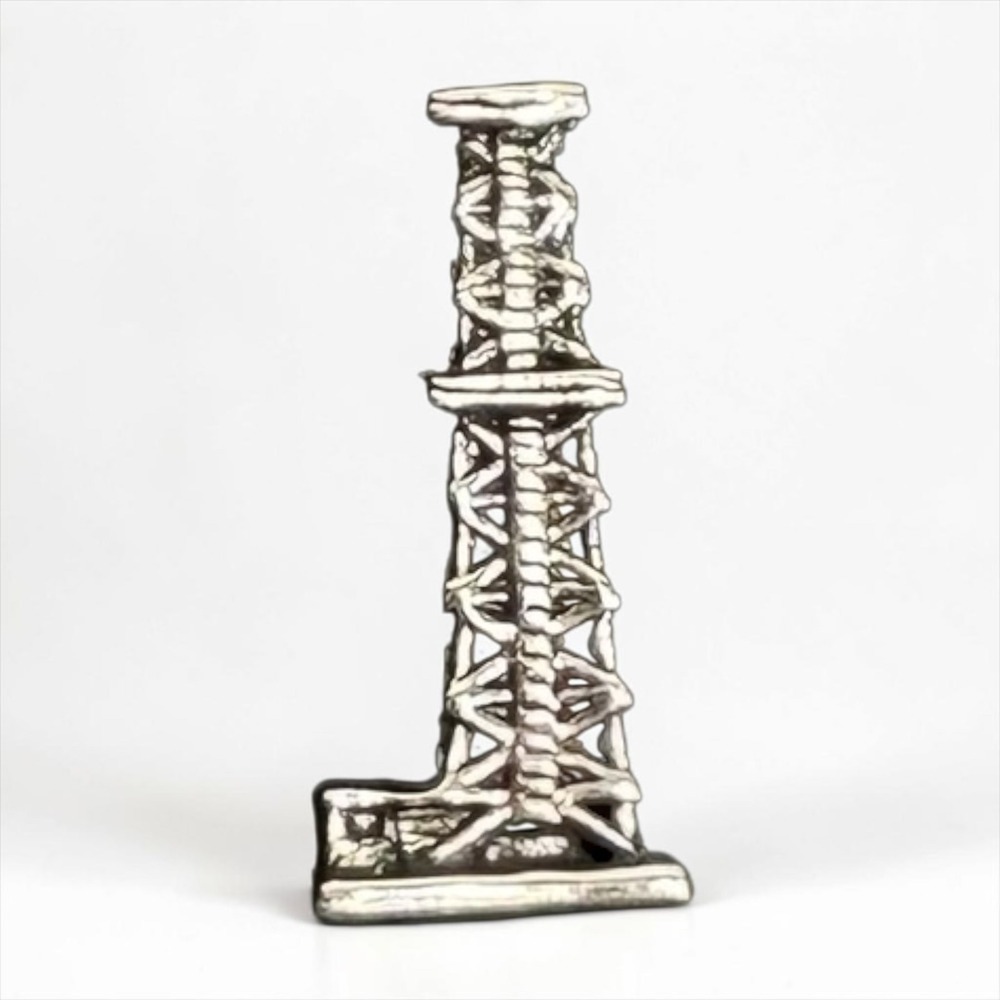 Vintage Swank Tie Tack Men Silver Tone Oil Derrick Petroleum Rig Pin